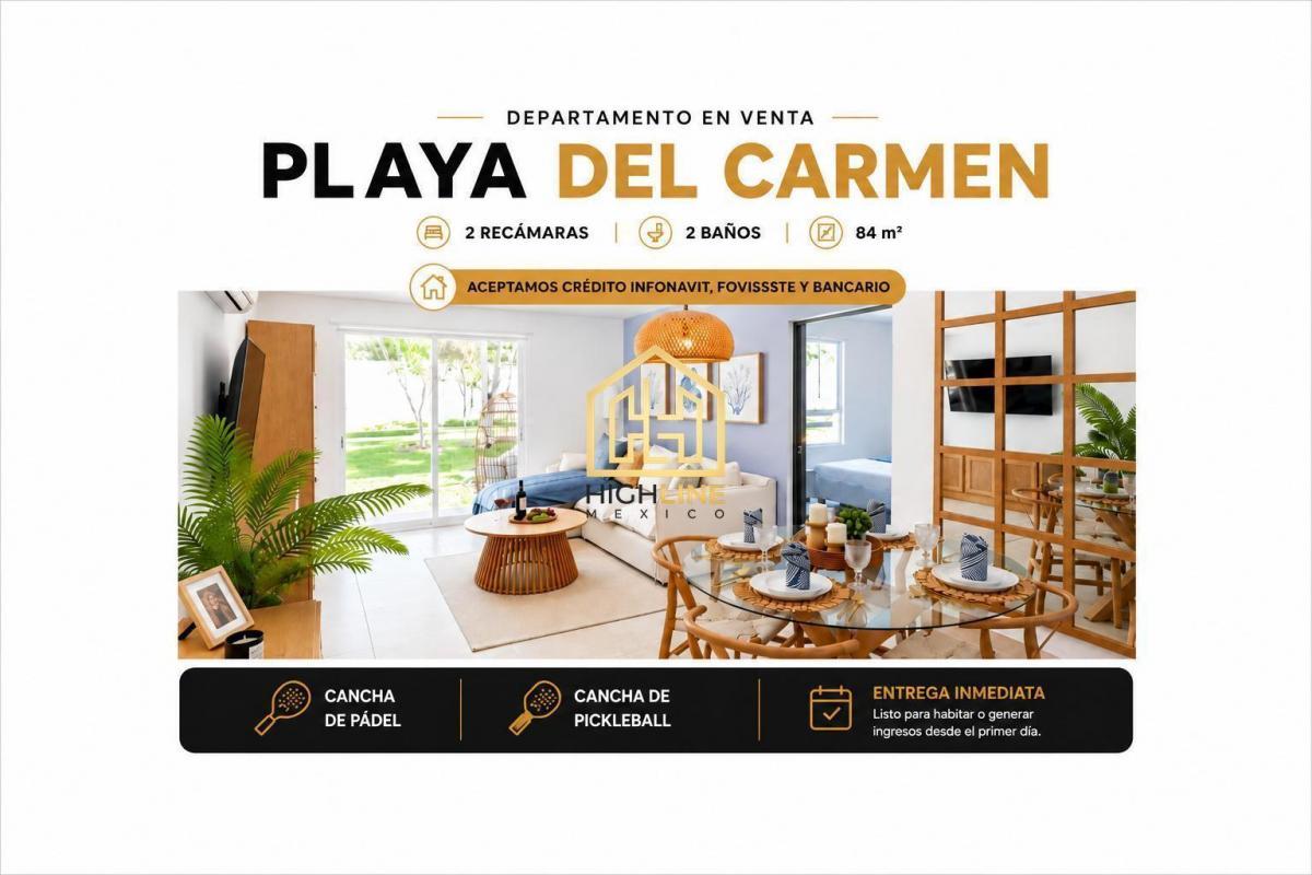 Departamento en Venta Playa del Carmen 2 Recámaras con Alberca Crédito Infonavit y Bancario — foto principal